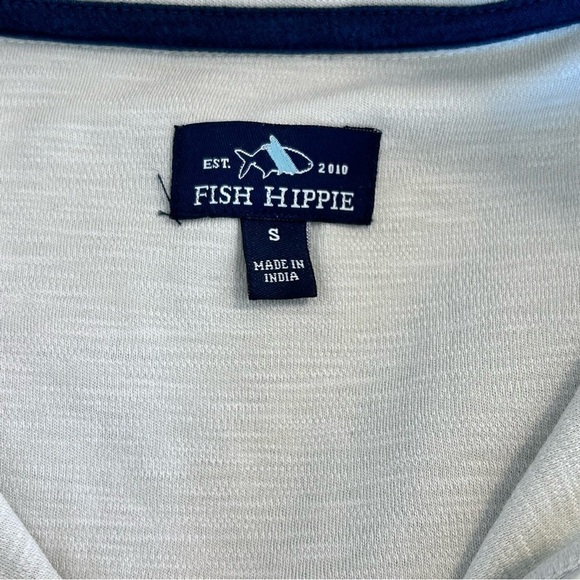 FISH HIPPIE FISH Shad Point Heather Beige Pullover 1/4 Zip Sweater Mens S - Picture 7 of 10